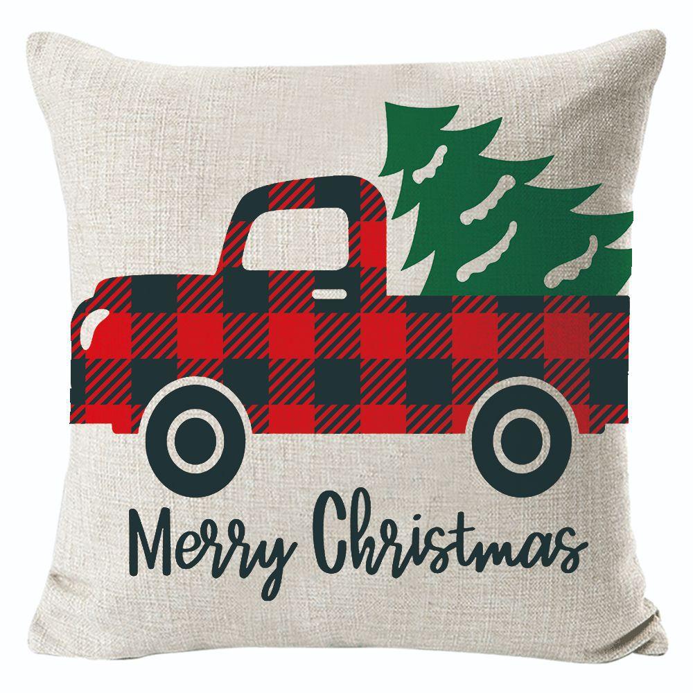 New Christmas Linen Pillow Cover Simple Sofa Pillow Home Printed Cushion Cover
