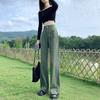 Korean Fashion Loose Versatile Wide Leg Jeans Women High Waist Solid Pocket Zipper Summer Thin Casual Straight Full Length Pants