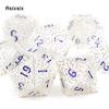 7 Pcs  White Blue Metal Dice Maze Hollow Metal Polyhedral Dice Set Suitable for Role-Playing RPG  Board Game Card Game