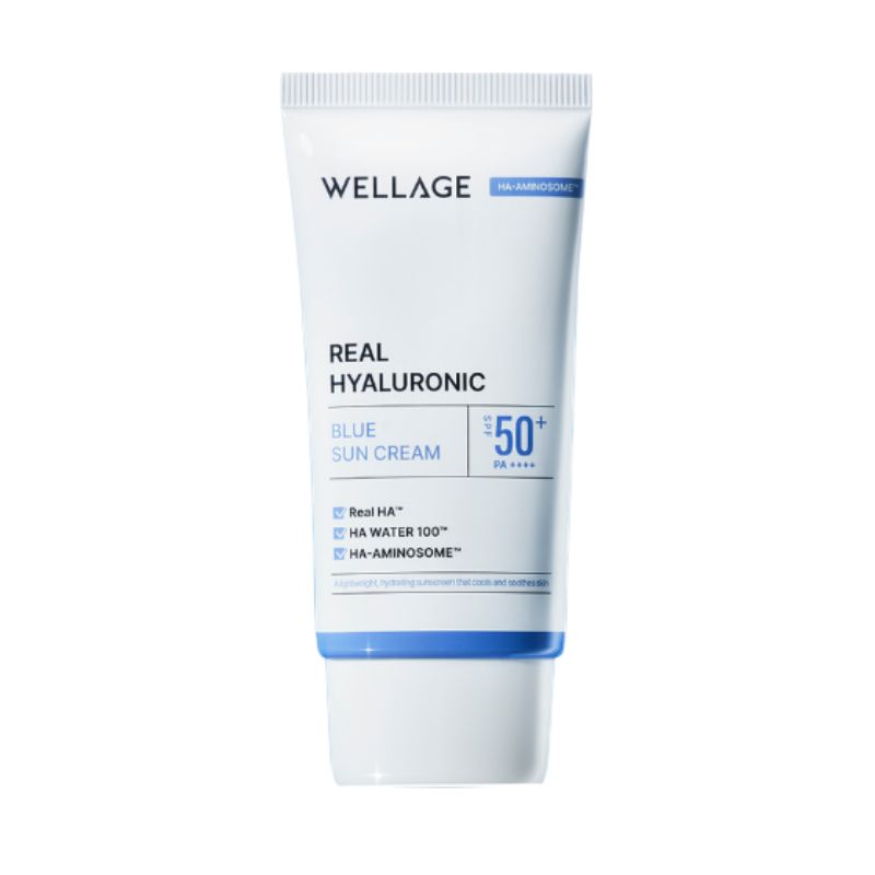 

Wellage Real Hyaluronic Blue Sunscreen SPF50+ PA++++ 50ml – Hydrating UV Protection & Cooling Sun Cream