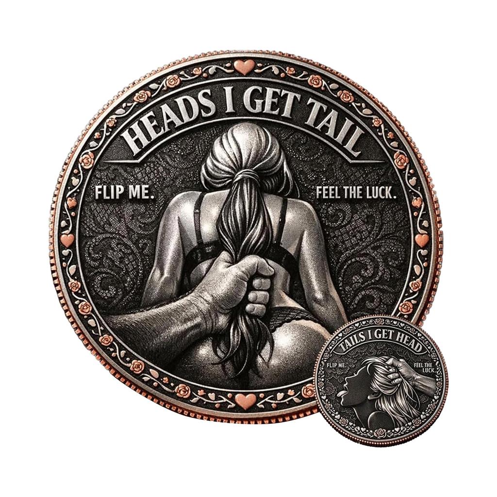 Heads I Get Tail/Tails I Get Head Commemorative Coin, Funny Heads And Tails Challenge Decision Coin, Double-Sided , Humor Prank Gift For Adult