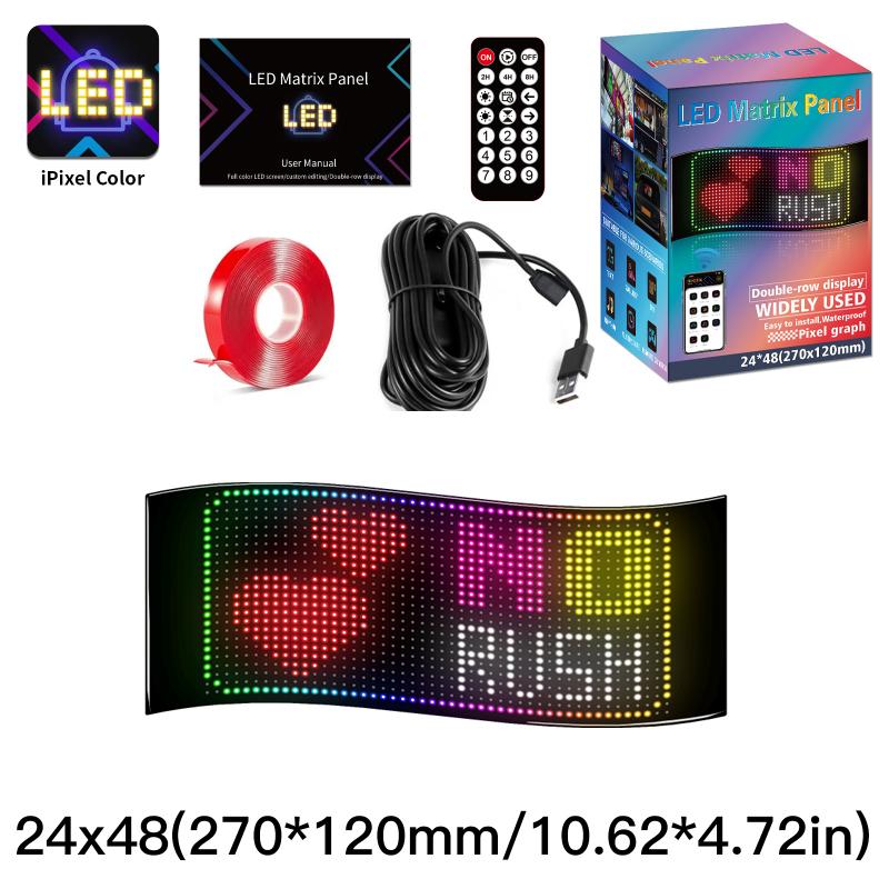 

LED Flexible Screen Billboards APP Control Double Row Display Text Pattern Free Combination Car Advertising Store Front Outdoor 24x48 LED 27x17 CM