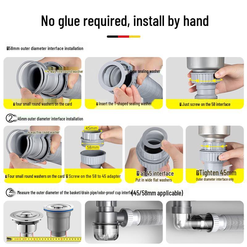 Haili PP Telescopic Kitchen Sink Drain Pipe