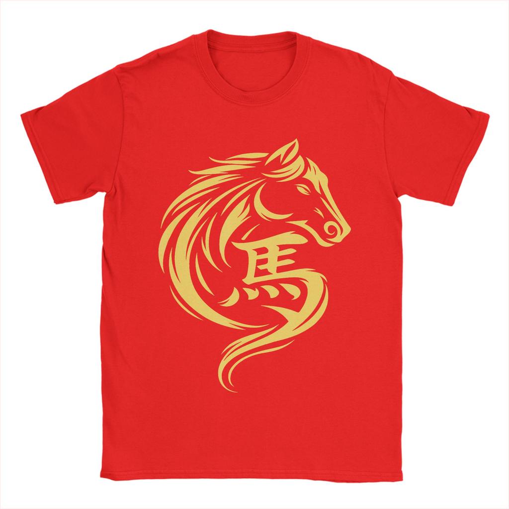 Unisexs TShirts Chinese New Year 2026 Fire Horse Year of The Horse Humorous Cotton Tees Short Sleeve T Shirts O Neck Clothes