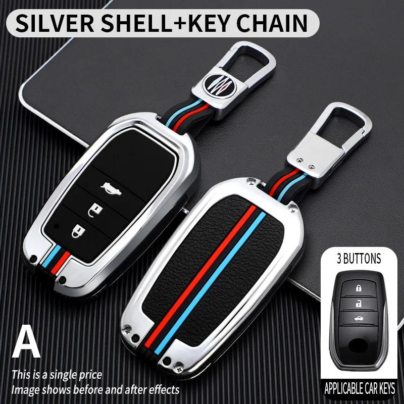 Zinc Alloy Car Key Case Cover for Toyota RAV4 Highland Coralla Hilux Fortuner Land Cruiser Camry Crown Keychain Accessories