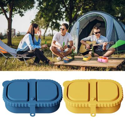 Reusable Silicone Snack Container 2-Compartment Leak-Proof Food Storage Box for Sauces Nuts Dishwasher Safe Snack Storage Box