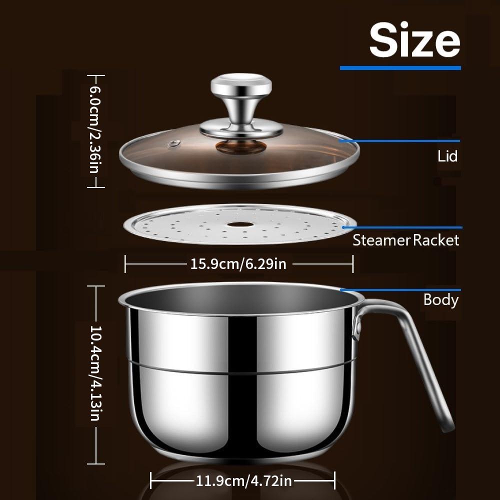 

1pc Stainless steel soup pot, household double-layer steaming pot with steaming grid, baby cooking Congee, Noodles in soup, milk