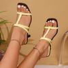 Moda Vintage Rzymskie Sandały Damskie Jeden Pasek Cienki Pasek Wycięcia Kwadratowy Nosek Odkryte Palce Obcasy Damskie Kapcie Moda Sandały na Plażę