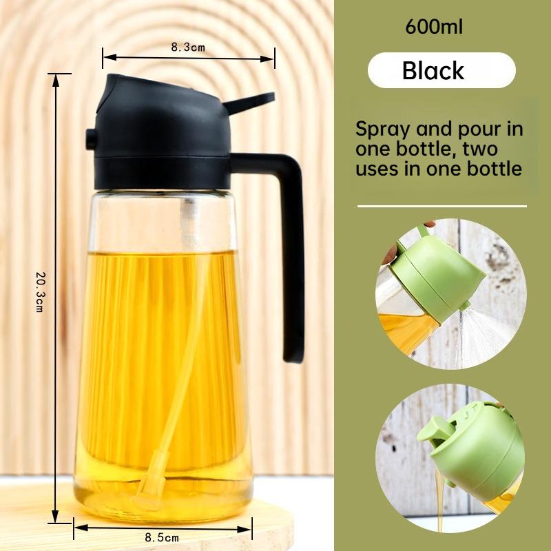 Glass Oil Bottle 2 In 1 Spray and Pour Kitchen Oil Dispenser for Home Cooking