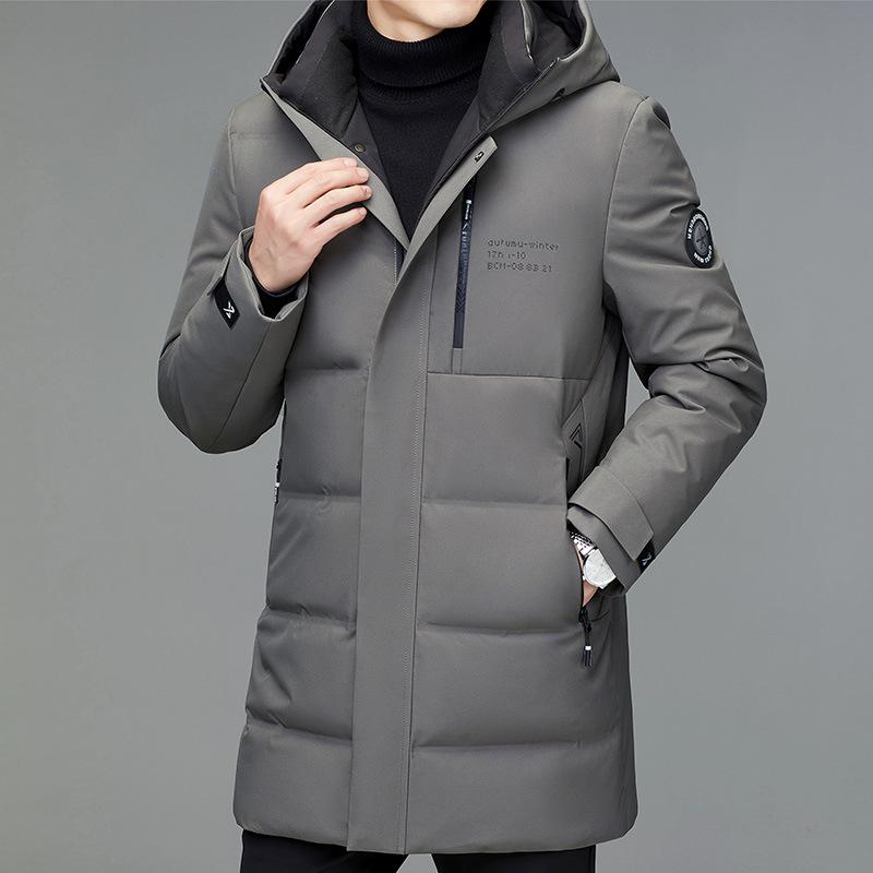 Hooded down jacket men's winter 2025 new men's mid-length middle-aged thickened warm dad outfit loose jacket