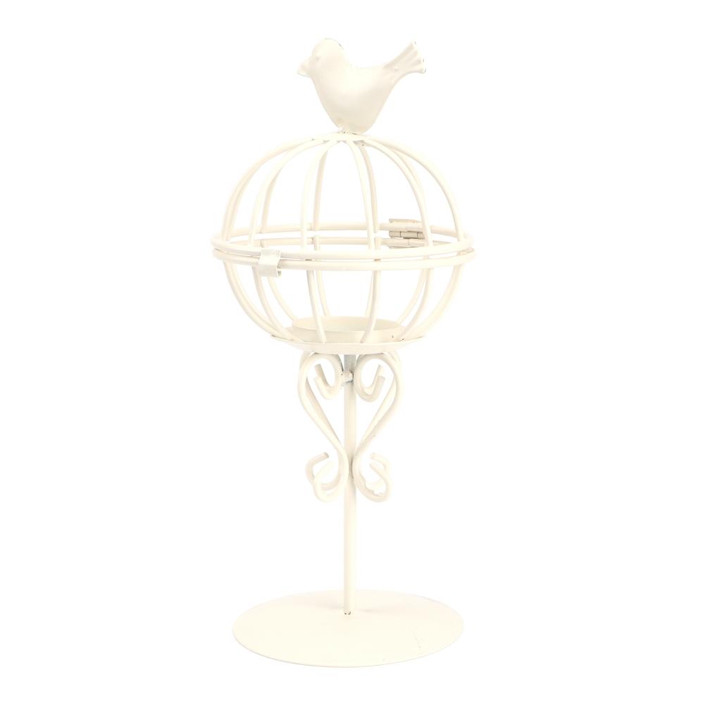 Aushöhlen Einzigartiger Vogelkäfig Eisen Kerzenhalter Kerzenständer Dekor Heimdekoration OrnamentWeiß