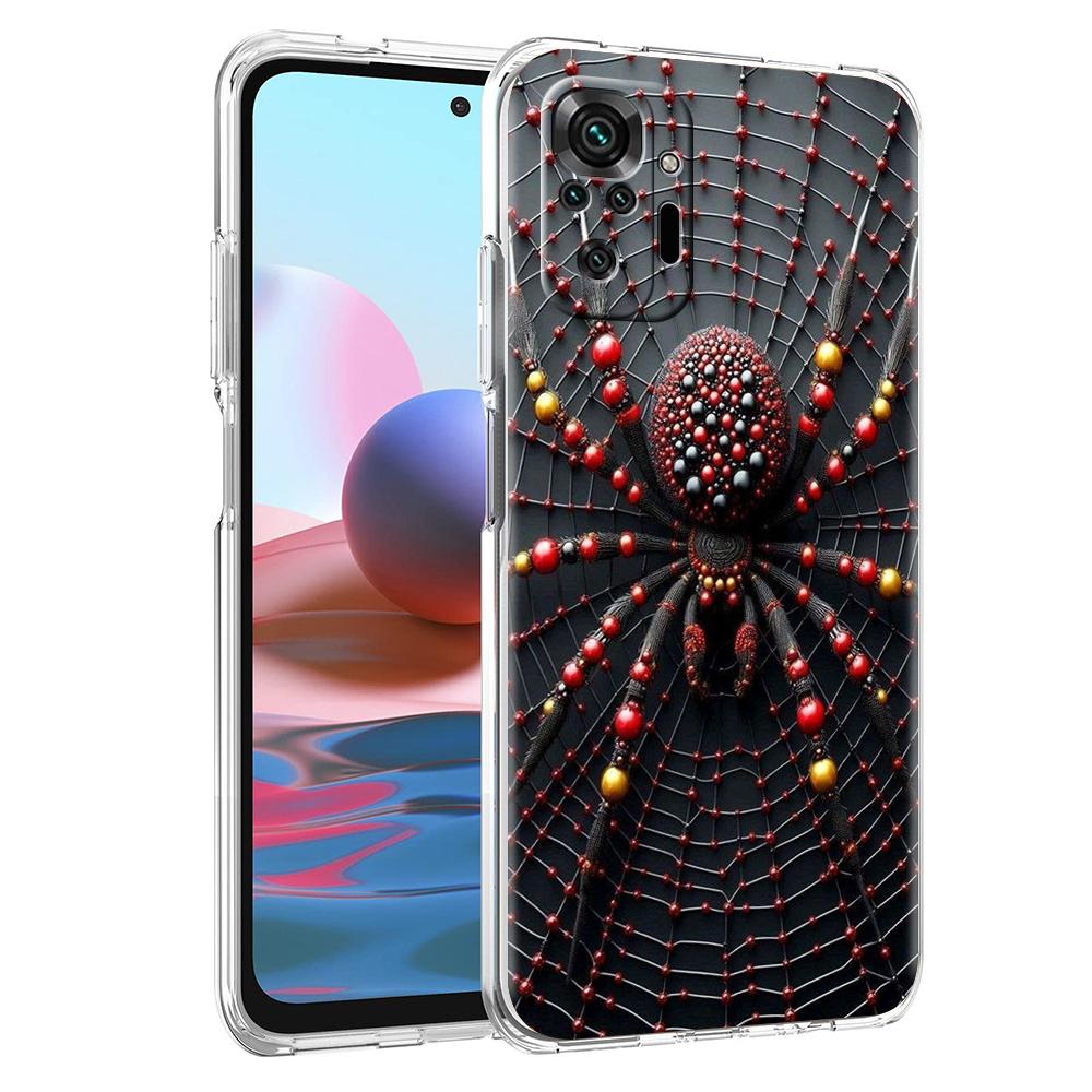 

Прозрачный чехол для телефона для Redmi 14C 13C 10C 10 9 Note 13 12 11 K50 K40 Plus Pro 4G 5G Мягкий ТПУ чехол Паук Пара Узор Сумки Note 10 Pro