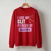 I Got My Clit Pierced At Claire’s Pink Heart Graphic Sweatshirt Funny Slogan Print Pullover Novelty Streetwear Casual Sweatshirt