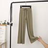 Pantalon Large Cheville pour Femme Casual Été Uni Taille Élastique Ample Pantalon en Soie Glacée Printemps Été Pantalon Féminin