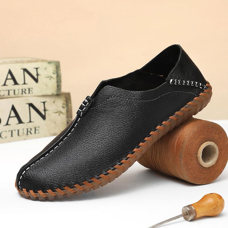 Handmade Genuine Leather Men Shoes Soft Casual Leather Shoes Men Loafers Comfortable Moccasins Men Flats Shoes
