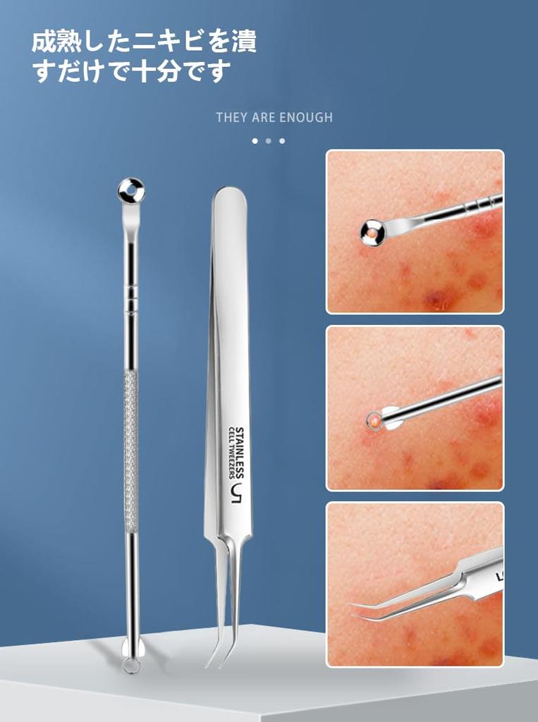 Set of Antibacterial Stainless Steel Acne Needles and Blackhead Removers for Blackhead Blackhead and Pore Includes Storage Cell Acne Blackhead Face