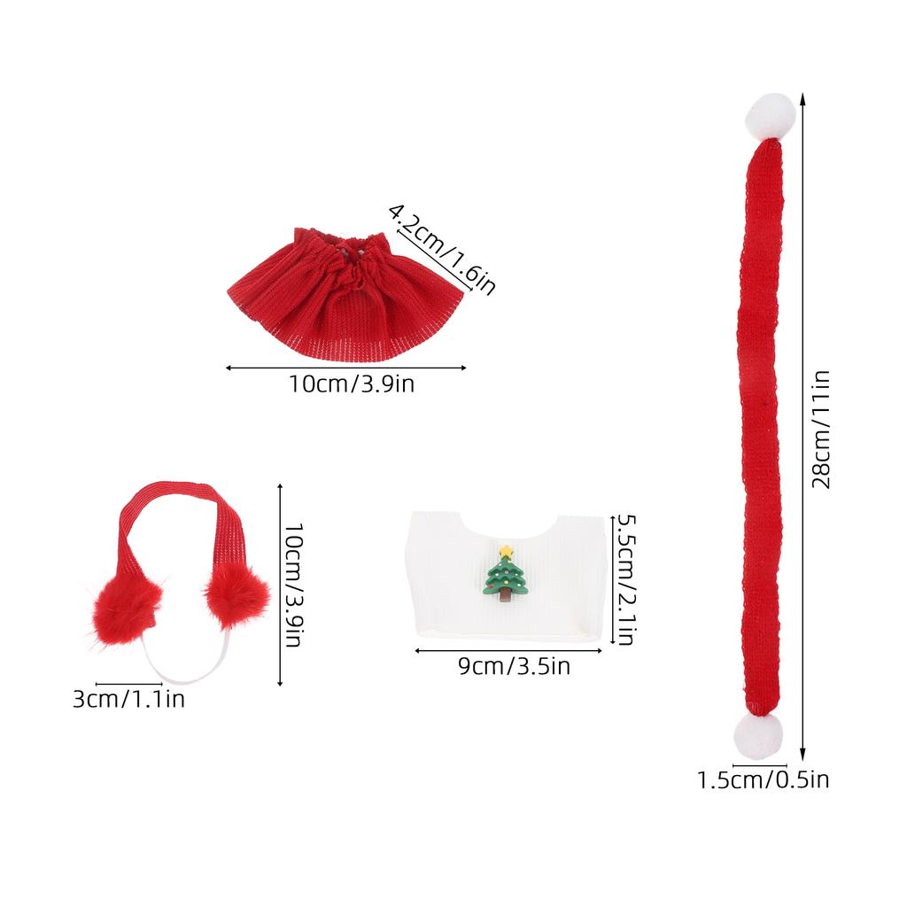 1 Set Clothes Set Christmas Outfit For Labubu 1 2 3 Red Santa Skirt Knitted Sweater Earmuffs Scarf Winter Dress Fashion