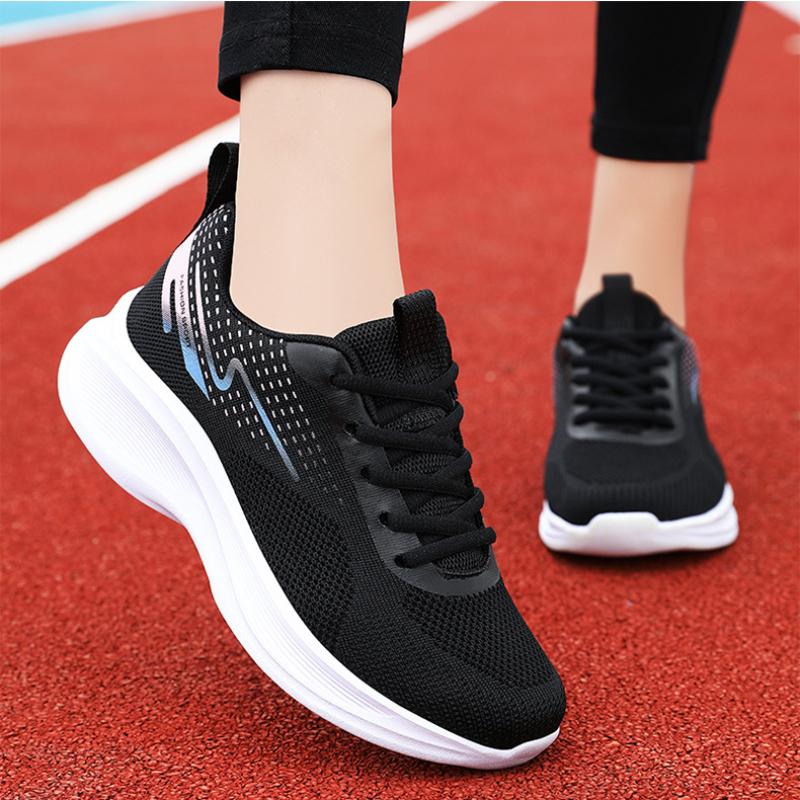 Women's Knitted Sneakers Soft Sole Breathable Mesh Sports Shoes for Women 2025 Autumn New Lightweight Non Slip Platform Sneakers
