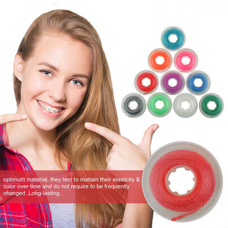 10 ks/lot Zubní Elastický Ultra Power Chain Barevná Gumová Cívka Vzdálenost Kontinuální Vysoká Pevnost 4,75 m Dlouhý/Krátký/Uzavřený