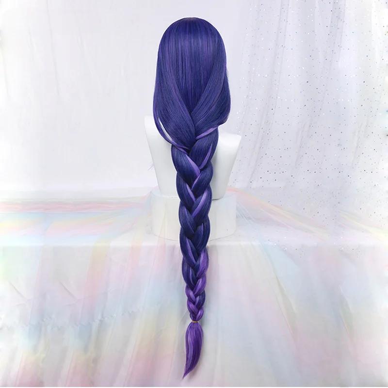 Game Impact Raiden Shogun Cosplay Wig Beelzebul Purple Long Heat Resistant Synthetic Hair Braided Baal Wigs