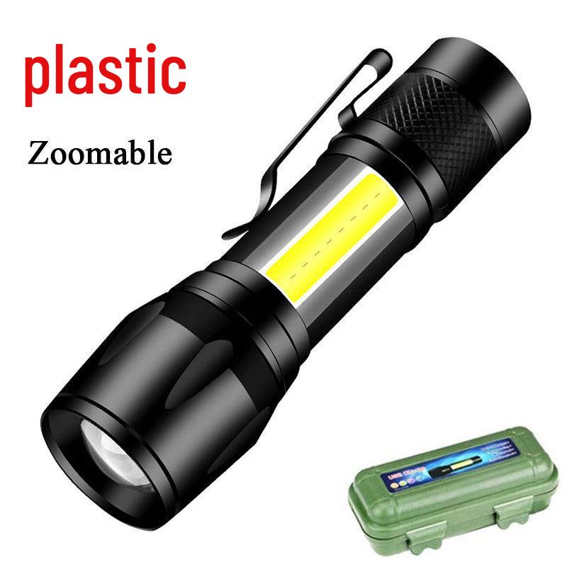 Compact LED Flashlight with Telescopic Zoom, USB Rechargeable, Portable Design