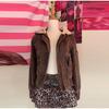 Fur Collar Decorative Hooded Jacket Zipper Snap Button Cotton Jacket Brown Ladies Coat Autumn and Winter New Style Warm Jacket