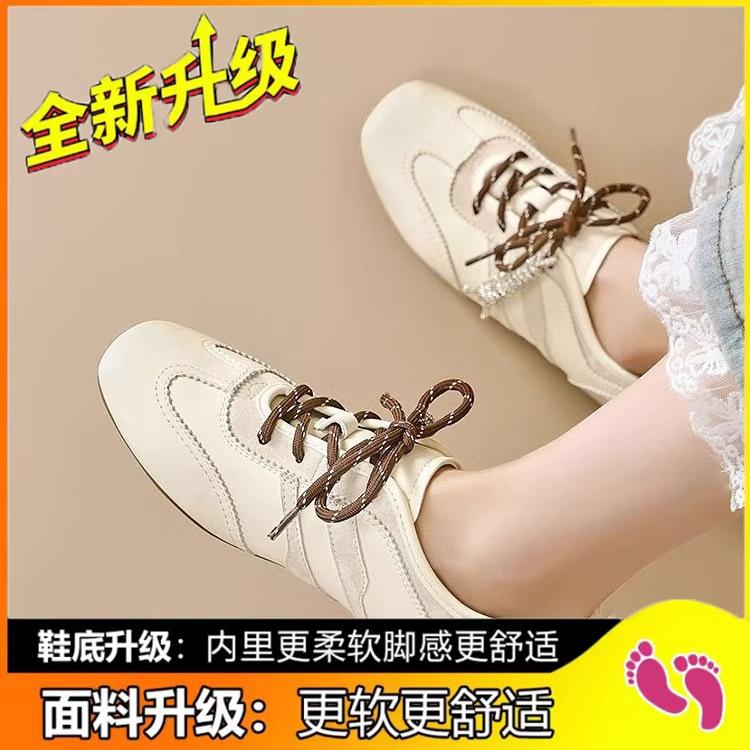 

Ruoji leather German training shoes women s 2025 new autumn retro versatile casual shoes increase height and show thinness board shoes single shoes 40 бежевый