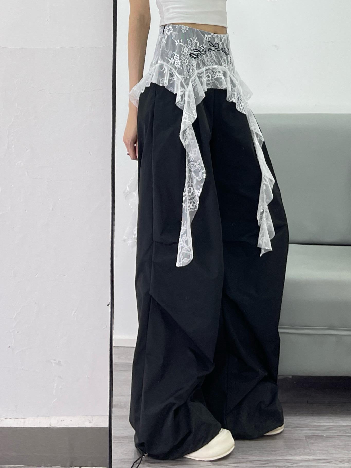 

Весна/Лето Кружевная Лента Юбка Подол Плиссированные Широкие Брюки Кэжуал Double Extra Large