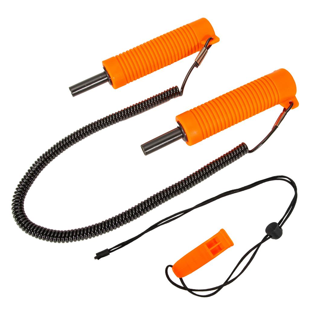 Ice Auger Ice Fishing Retractable Ice Drill with Whistle Set Safe Stretch Rope for Ice Skating and Ice Fishing