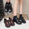 Women's shoes, small leather shoes, women's spring new thick-soled shoelaces, velvet muffin, retro versatile love