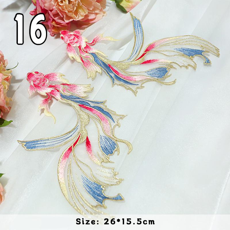 2 Pcs Chinese Style Koi Fish Embroidery Cloths Patch Cheongsam Qipao Hanfu DIY Patches Applique Cloth Stickers Accessories