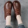 Autumn New Muffin Platform Small Short Boots Retro Lace-up Low-heeled Women's Boots Genuine Leather Medium Mother Shoes