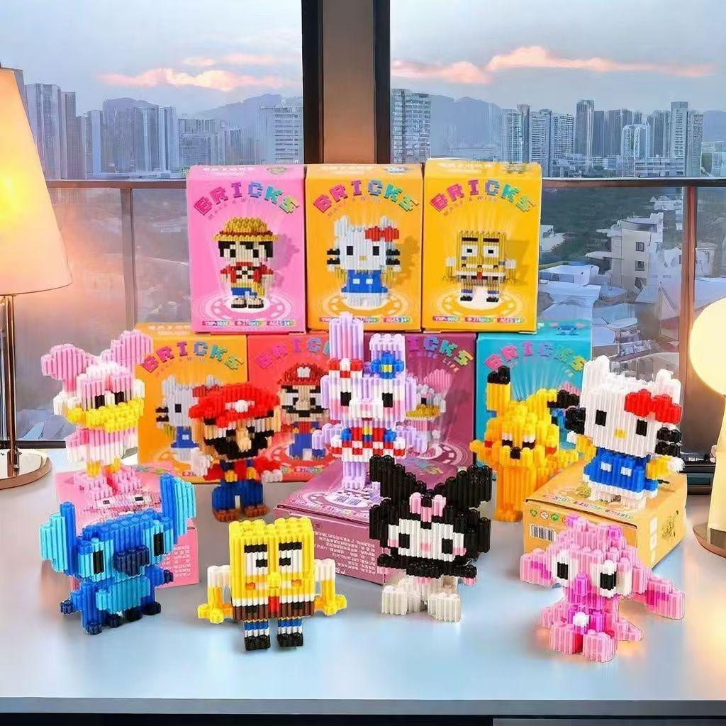 Micro-particle Cartoon Building Blocks Blind Box DIY Toy for Children s Educational Play Cartoon Figurine Blocks, Random 3 Boxes