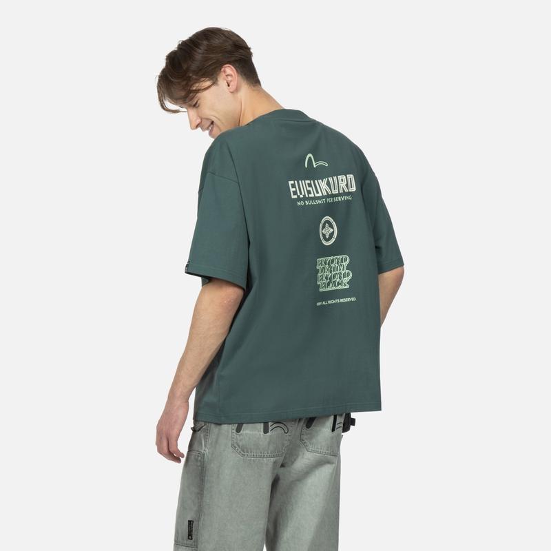 Evisu T-Shirts Men's Crew Neck Moderate Straight Fit 2ESGNM3TS621BZCT