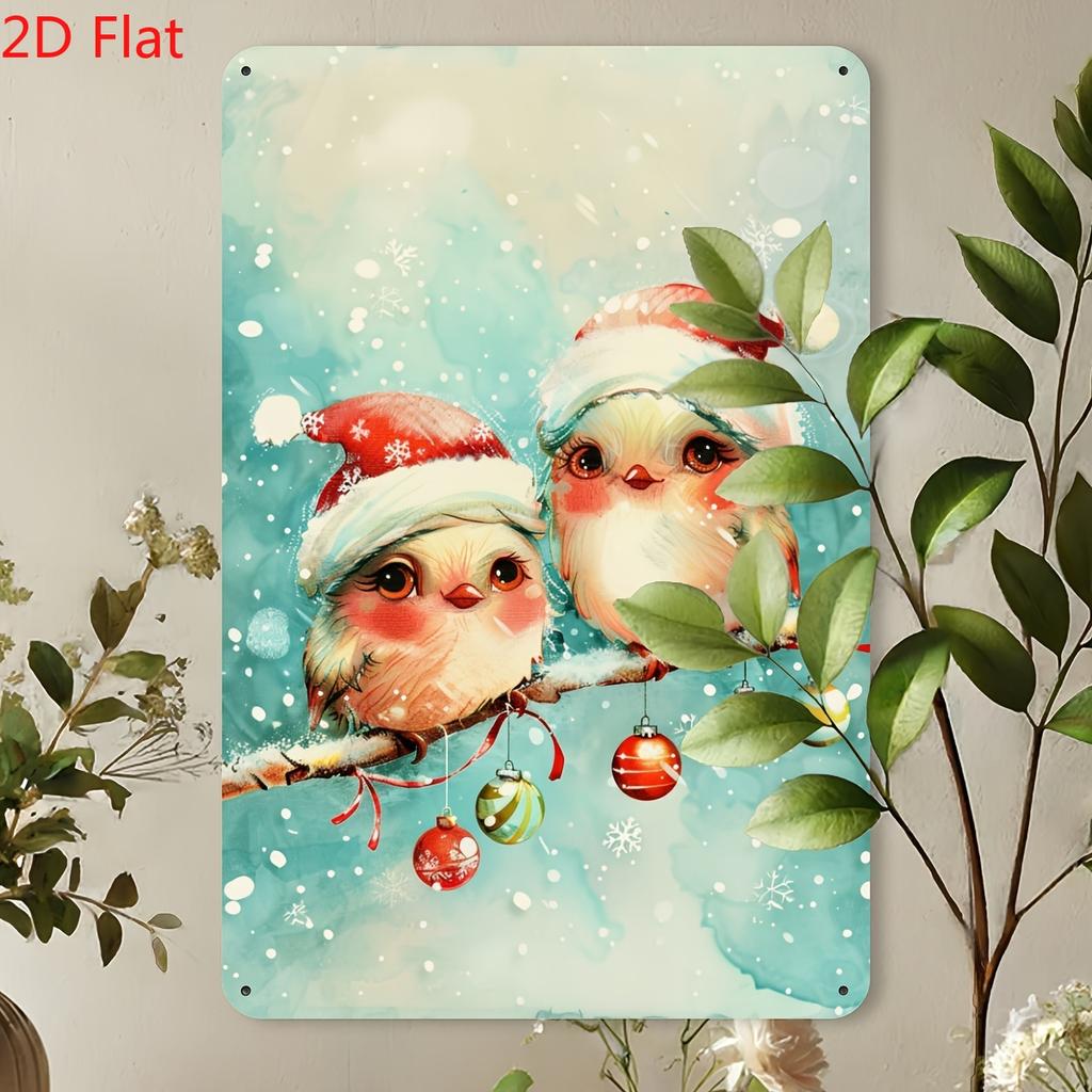 Christmas Bird Metal Sign Iron Wall Art for Indoor and Outdoor Decoration Hanging Scrapbooking Art Material pc