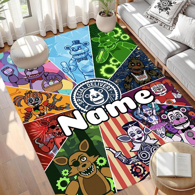 Custom Name Personalized Five Nights at Freddy's Print Carpet, Versatile Home Decor Rug, for Playroom, Apartment, Balcony, Entryway, Hallway Gift