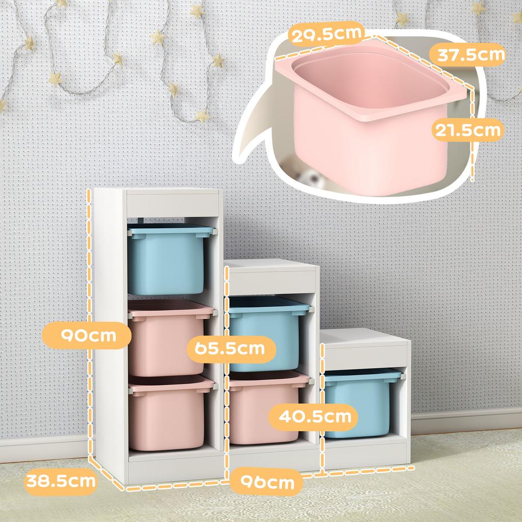 Toy Storage Organiser W/ 6 Removable Bins Ages 3-8 Multi-colour