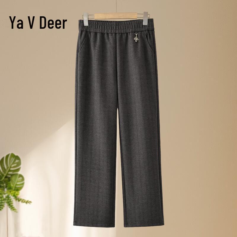 Yalu Mid-Aged Women's Elastic Waist Straight-Leg Pants