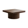 78cm Square Coffee Table for Living Room, Modern Wood Veneer Top with Parquet Pattern & Cylindrical Base, Thickened Tabletop, Easy Assembly, Walnut