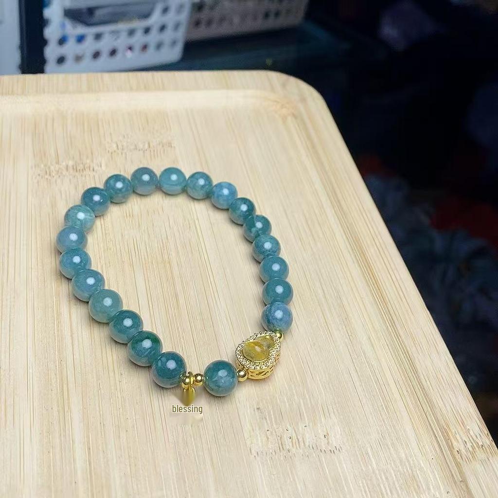 Exquisite Blue Jade & Gourd Bead Bracelet - Women's Versatile Fashion Accessory