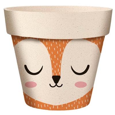 [A2074] - Cache-pot bambou 'Renard' orange beige -  7x6 cm