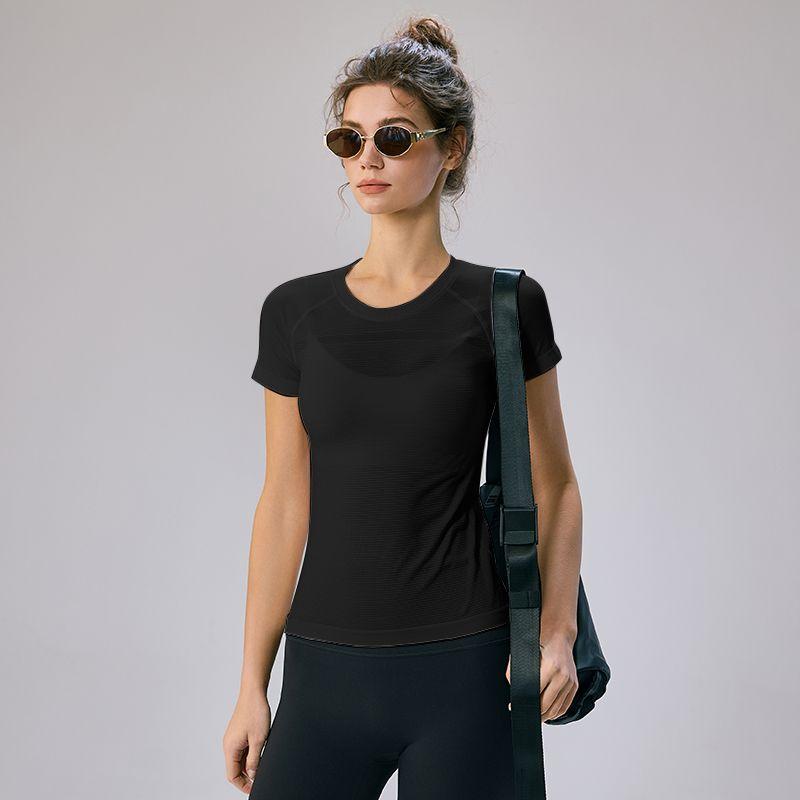 Mitaogirl Kendall Sports Tops Women's Breathable Quick-Drying Workout Clothes Running Fitness Yoga Shoulder White T-shirt