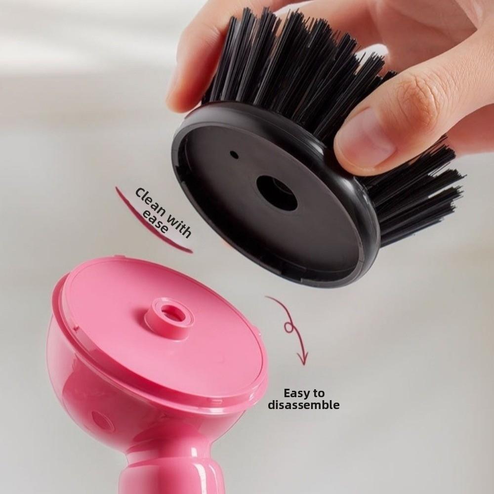 With Detergent Dispenser Dish Brush Long Handle Scrub Brush Kitchen Cleaning Brush  Kitchen Use
