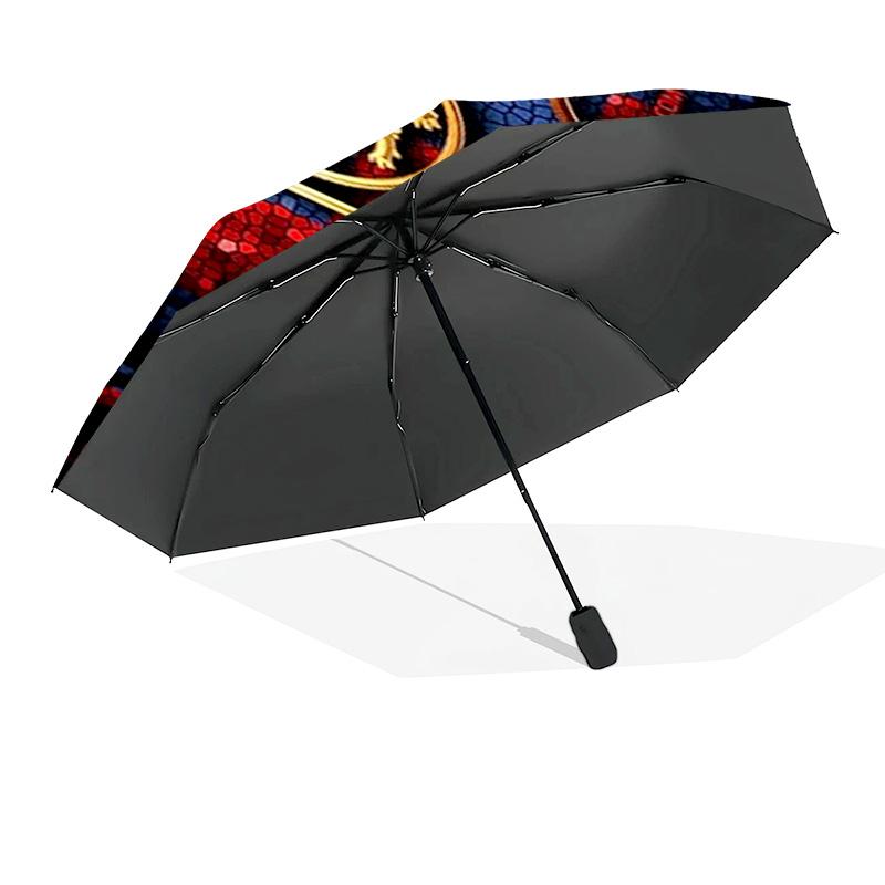 Lyon Football Crest Design Printed Automatic Umbrella, 8-Frame for Travel, camping, Casual Umbrella, Essential Gift for for family and friends
