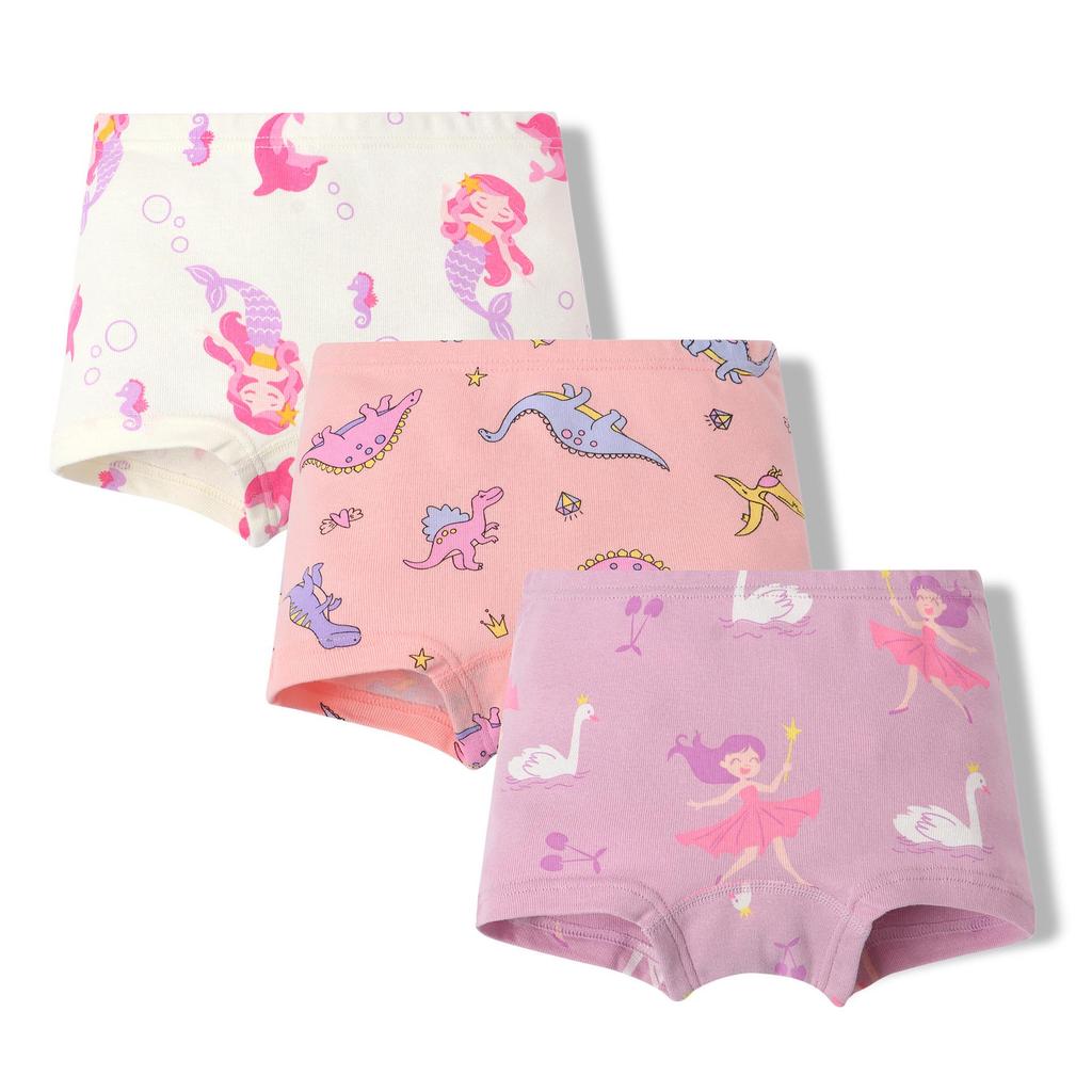 Girls' Pure Cotton Cartoon Boxer Briefs - Breathable School Shorts