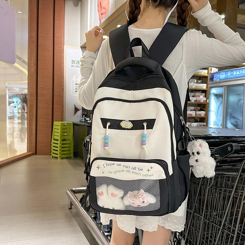 Contrast Color Large Capacity Backpack Student Schoolbag Women's Lightweight Backpack