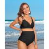 CHARMLEAKS Maternity Swimsuit Women Two Piece High Waist Bikini Scallop Trim Bathing Suit Pregnancy Swimwear