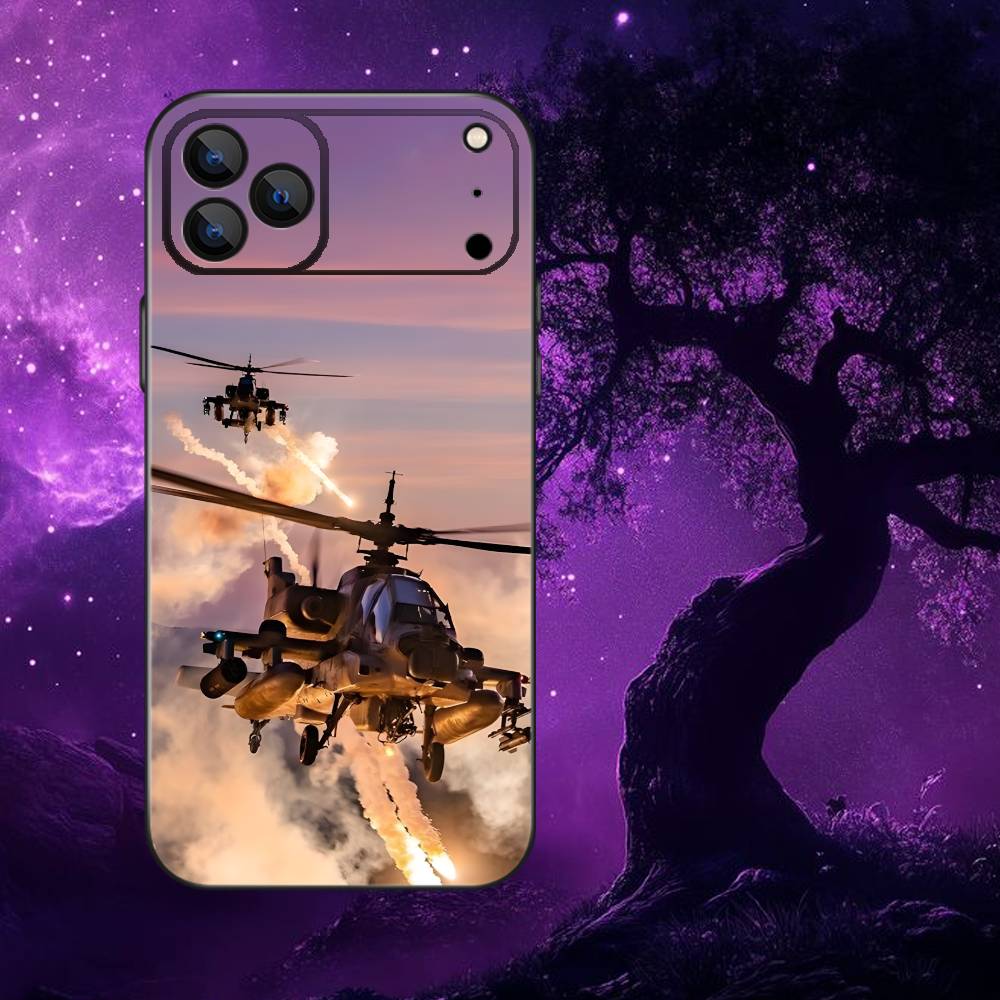 Aircraft Helicopter Phone Case For iPhone 17,16,15,14,13,12,Pro,Max,Plus,E,SE4,Air,Mini Black Soft Box iPhone12mini