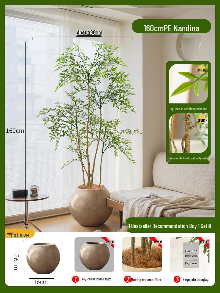 Nandina Bionics Artificial Tree: Elegant Indoor Decor, Large Potted Floor Plant