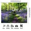 2D Bluebell Forest Photo Booth Backdrop Purple Flowers & Forest Path Background